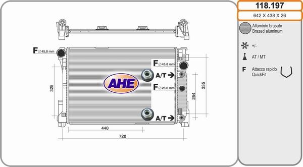 AHE 118.197 - Радиатор, охлаждане на двигателя vvparts.bg