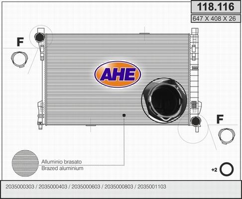 AHE 118.116 - Радиатор, охлаждане на двигателя vvparts.bg