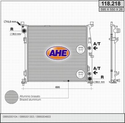 AHE 118.218 - Радиатор, охлаждане на двигателя vvparts.bg