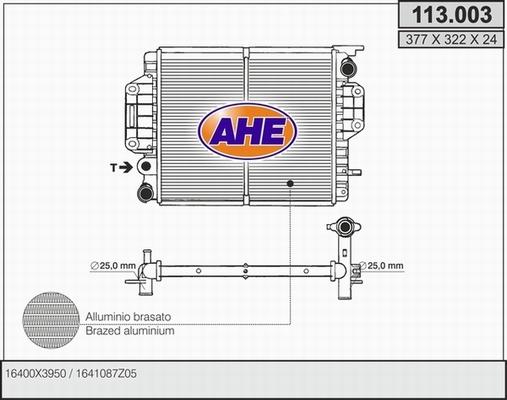 AHE 113.003 - Радиатор, охлаждане на двигателя vvparts.bg