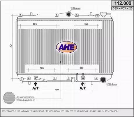 AHE 112.002 - Радиатор, охлаждане на двигателя vvparts.bg