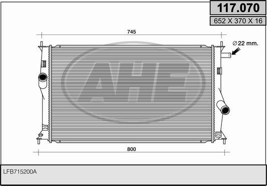 AHE 117.070 - Радиатор, охлаждане на двигателя vvparts.bg