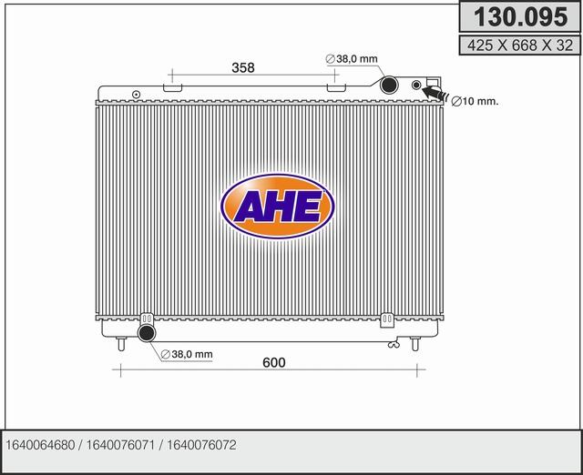 AHE 130.095 - Радиатор, охлаждане на двигателя vvparts.bg