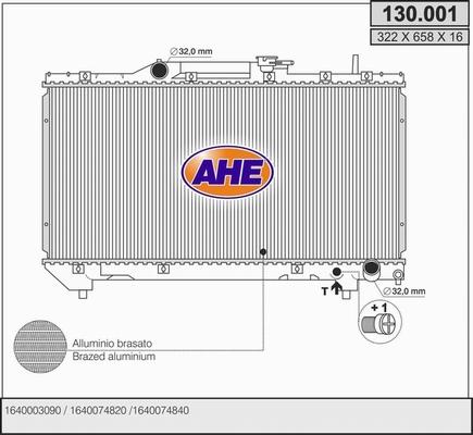 AHE 130.001 - Радиатор, охлаждане на двигателя vvparts.bg