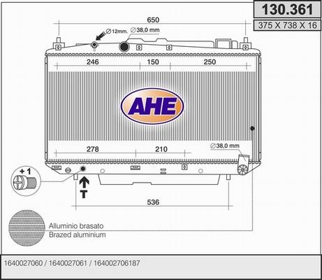 AHE 130.361 - Радиатор, охлаждане на двигателя vvparts.bg