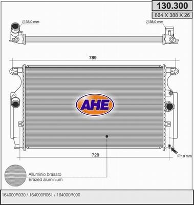 AHE 130.300 - Радиатор, охлаждане на двигателя vvparts.bg