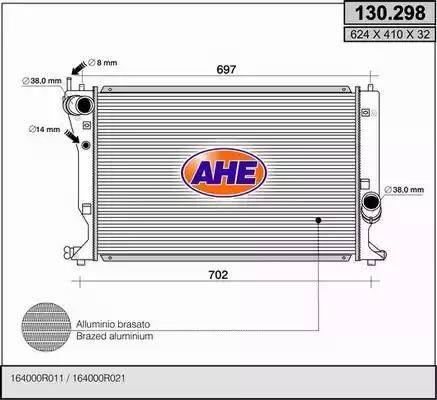 AHE 130.298 - Радиатор, охлаждане на двигателя vvparts.bg