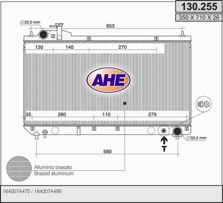 AHE 130.255 - Радиатор, охлаждане на двигателя vvparts.bg