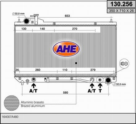 AHE 130.256 - Радиатор, охлаждане на двигателя vvparts.bg