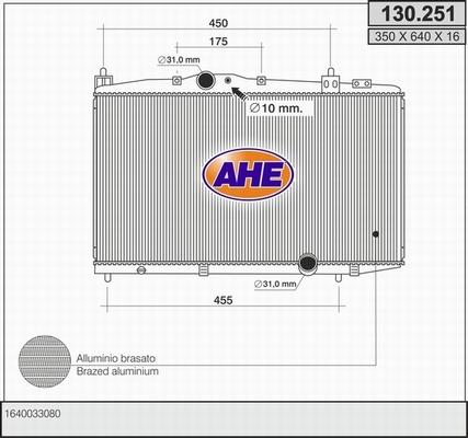 AHE 130.251 - Радиатор, охлаждане на двигателя vvparts.bg