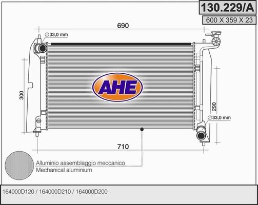 AHE 130.229/A - Радиатор, охлаждане на двигателя vvparts.bg