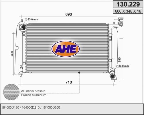 AHE 130.229 - Радиатор, охлаждане на двигателя vvparts.bg