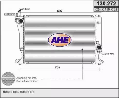 AHE 130.272 - Радиатор, охлаждане на двигателя vvparts.bg