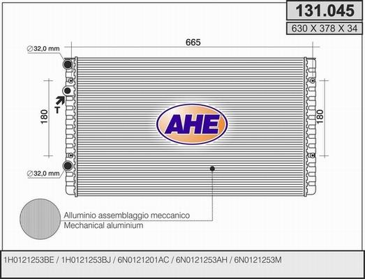 AHE 131.045 - Радиатор, охлаждане на двигателя vvparts.bg