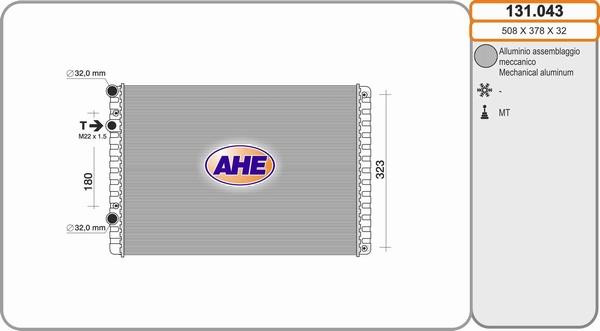 AHE 131.043 - Радиатор, охлаждане на двигателя vvparts.bg