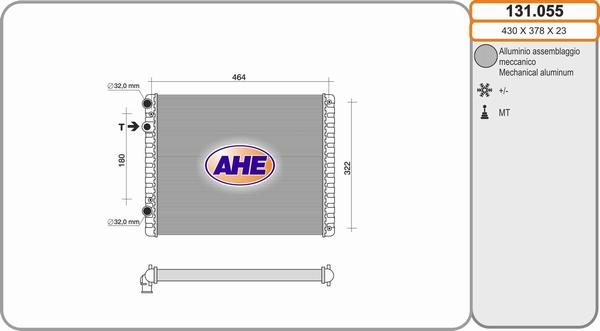 AHE 131.055 - Радиатор, охлаждане на двигателя vvparts.bg