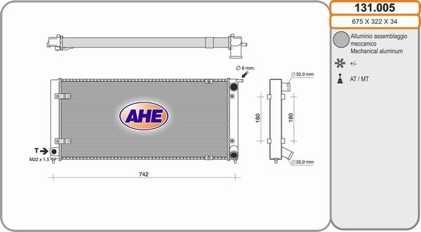 AHE 131.005 - Радиатор, охлаждане на двигателя vvparts.bg