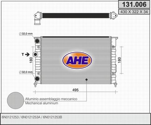 AHE 131.006 - Радиатор, охлаждане на двигателя vvparts.bg