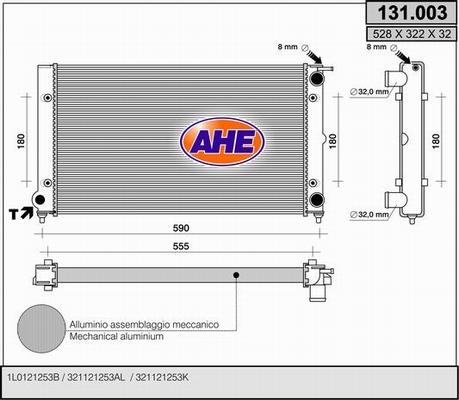 AHE 131.003 - Радиатор, охлаждане на двигателя vvparts.bg