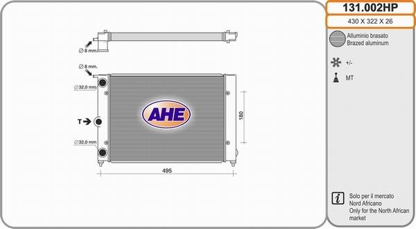 AHE 131.002HP - Радиатор, охлаждане на двигателя vvparts.bg