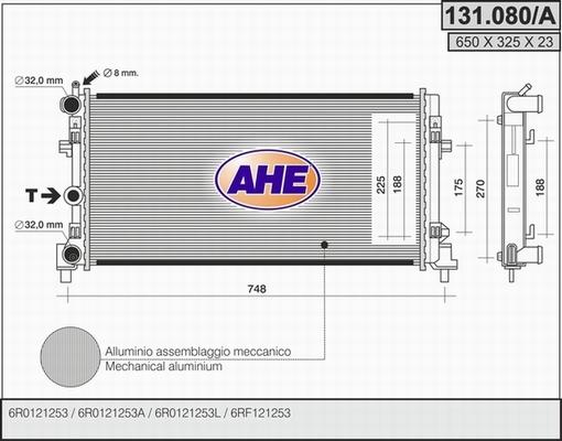 AHE 131.080/A - Радиатор, охлаждане на двигателя vvparts.bg