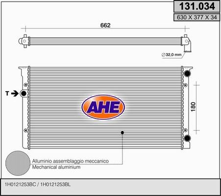 AHE 131.034 - Радиатор, охлаждане на двигателя vvparts.bg