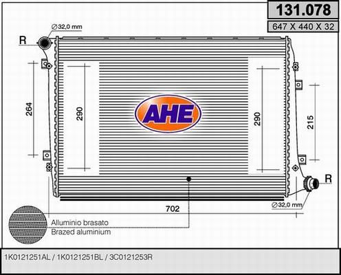 AHE 131.078 - Радиатор, охлаждане на двигателя vvparts.bg