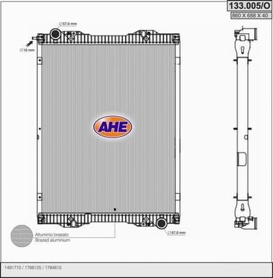 AHE 133.005/O - Радиатор, охлаждане на двигателя vvparts.bg