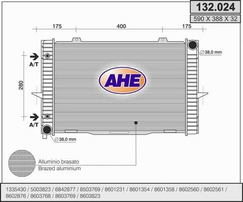 AHE 132.024 - Радиатор, охлаждане на двигателя vvparts.bg