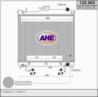 AHE 129.065 - Радиатор, охлаждане на двигателя vvparts.bg