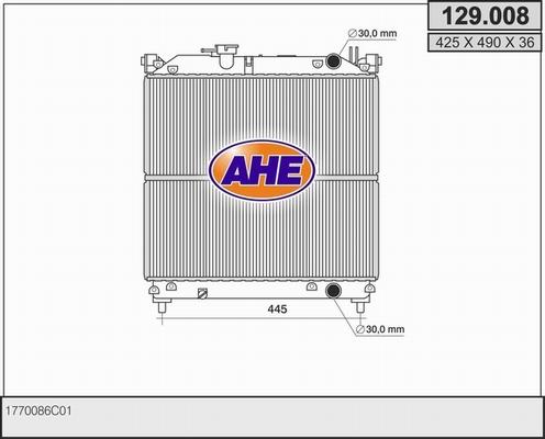 AHE 129.008 - Радиатор, охлаждане на двигателя vvparts.bg