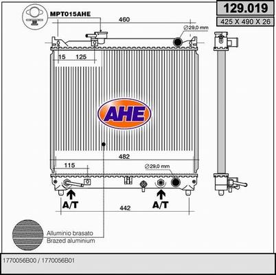 AHE 129.019 - Радиатор, охлаждане на двигателя vvparts.bg