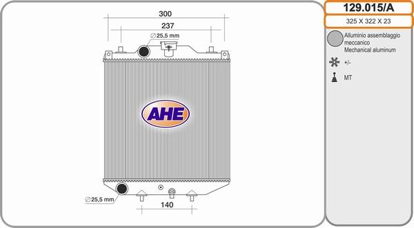 AHE 129.015/A - Радиатор, охлаждане на двигателя vvparts.bg