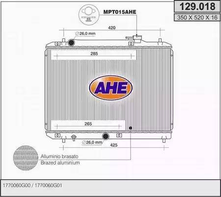 AHE 129.018 - Радиатор, охлаждане на двигателя vvparts.bg