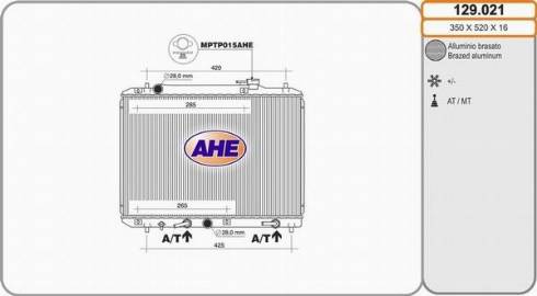 AHE 129.021 - Радиатор, охлаждане на двигателя vvparts.bg