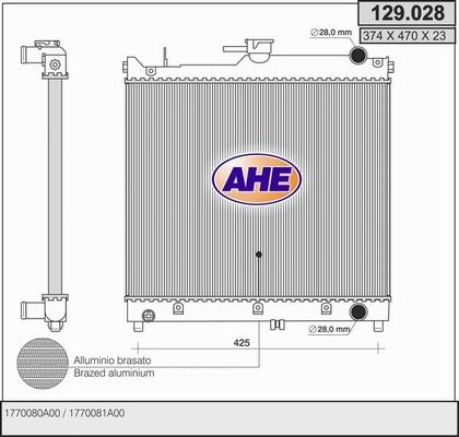 AHE 129.028 - Радиатор, охлаждане на двигателя vvparts.bg