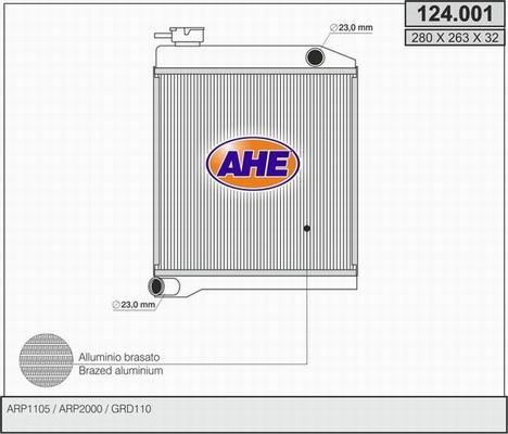 AHE 124.001 - Радиатор, охлаждане на двигателя vvparts.bg