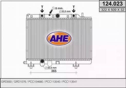 AHE 124.023 - Радиатор, охлаждане на двигателя vvparts.bg