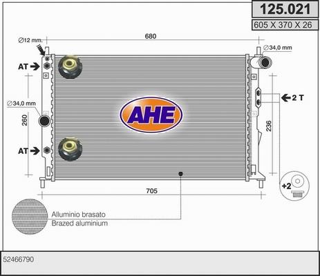 AHE 125.021 - Радиатор, охлаждане на двигателя vvparts.bg