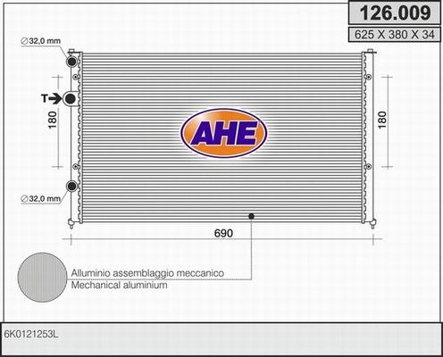 AHE 126.009 - Радиатор, охлаждане на двигателя vvparts.bg