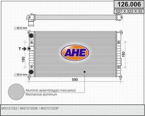 AHE 126.006 - Радиатор, охлаждане на двигателя vvparts.bg