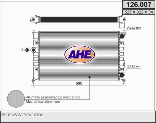 AHE 126.007 - Радиатор, охлаждане на двигателя vvparts.bg