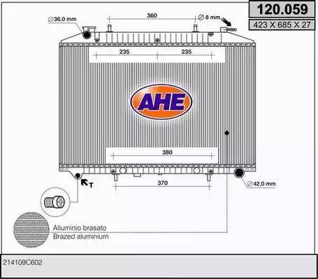 AHE 120.059 - Радиатор, охлаждане на двигателя vvparts.bg