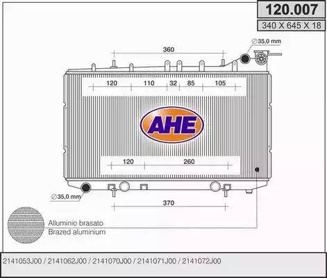 AHE 120.007 - Радиатор, охлаждане на двигателя vvparts.bg