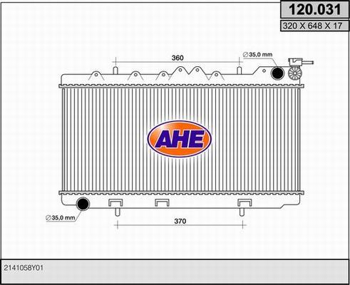 AHE 120.031 - Радиатор, охлаждане на двигателя vvparts.bg