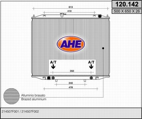 AHE 120.142 - Радиатор, охлаждане на двигателя vvparts.bg