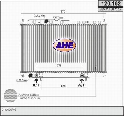 AHE 120.162 - Радиатор, охлаждане на двигателя vvparts.bg