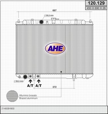 AHE 120.129 - Радиатор, охлаждане на двигателя vvparts.bg