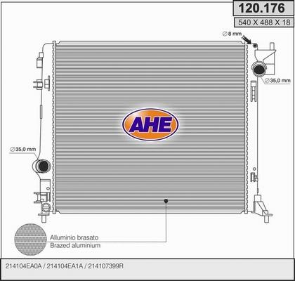 AHE 120.176 - Радиатор, охлаждане на двигателя vvparts.bg