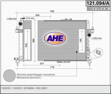 AHE 121.094/A - Радиатор, охлаждане на двигателя vvparts.bg